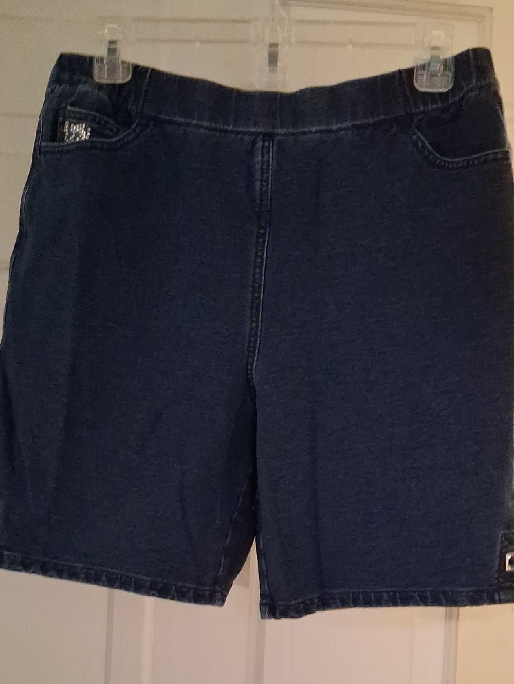 Quacker Factory Dark Blue Denim-Look Pull-On Women’s Shorts